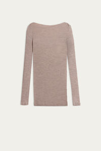 Tubular Wool and Silk Boat-Neck Jumper