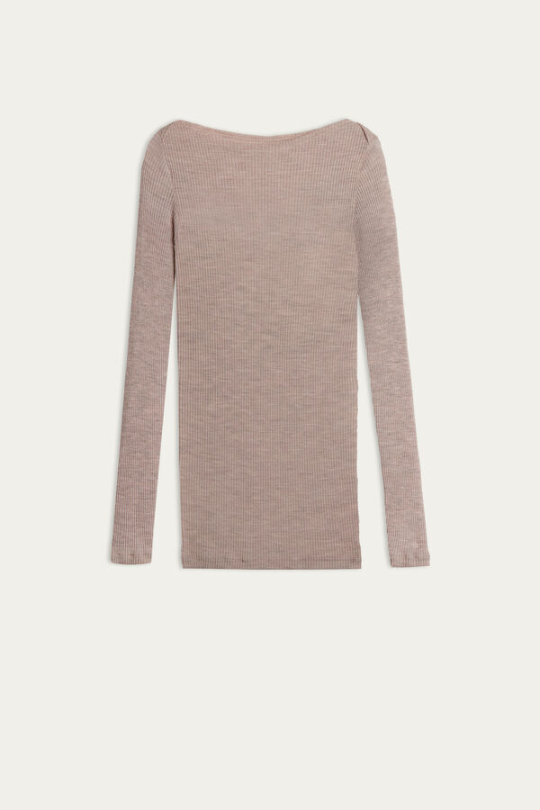 Tubular Wool and Silk Boat-Neck Jumper