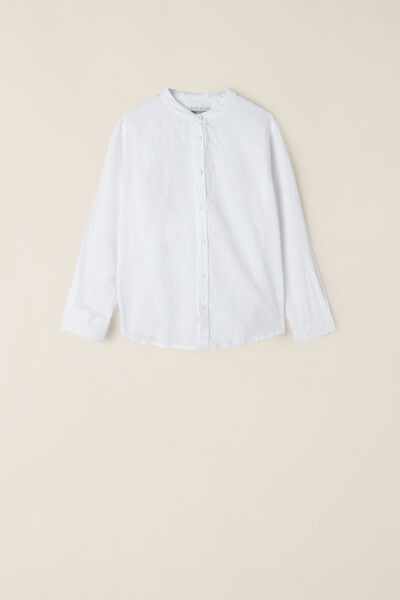 Camisa Coreana em Linho e Algodão