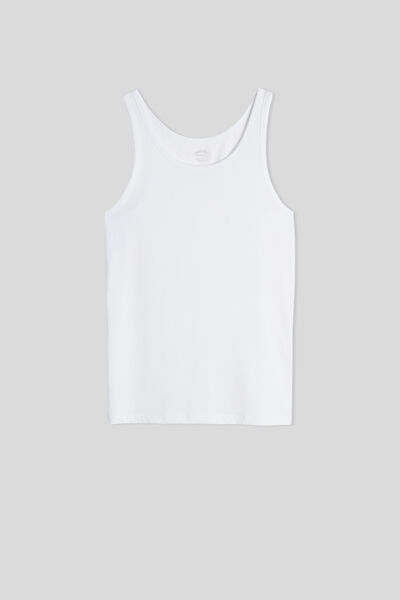 Round-Neck Vest Top in Stretch Superior Cotton