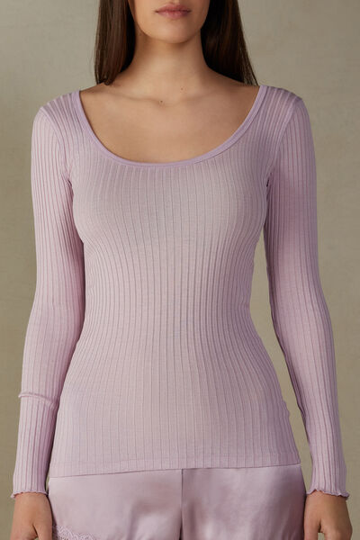 Tubular Front and Back Bateau Neck Top in Silk Cotton