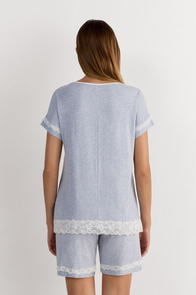 Short-Sleeve Modal Top with Lace Detail