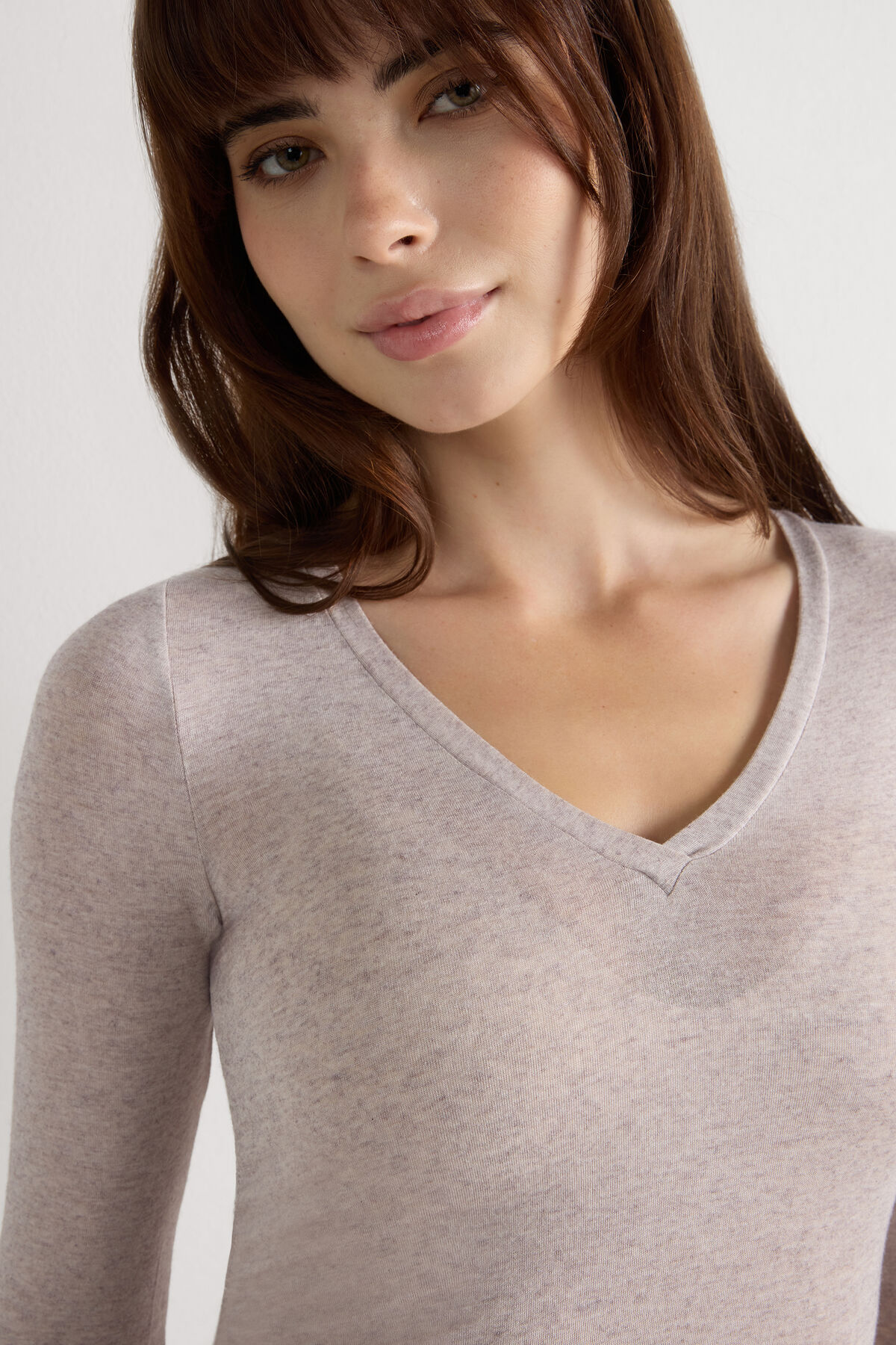 Vmfanni Ls V Neck Top Bright White Detail Gold Butto