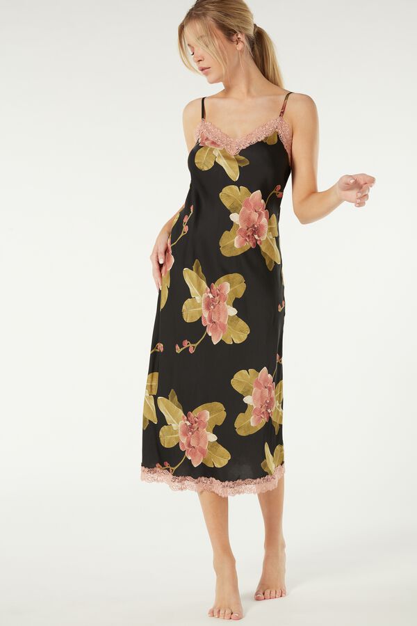 Dark Orchid Long Viscose Satin Slip