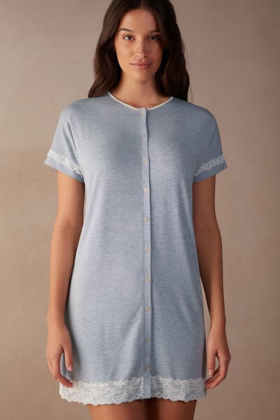 Button-Down Nightdress with Lace Details