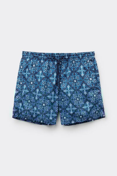Costume Boxer Mare Stampa Maiolica Blu