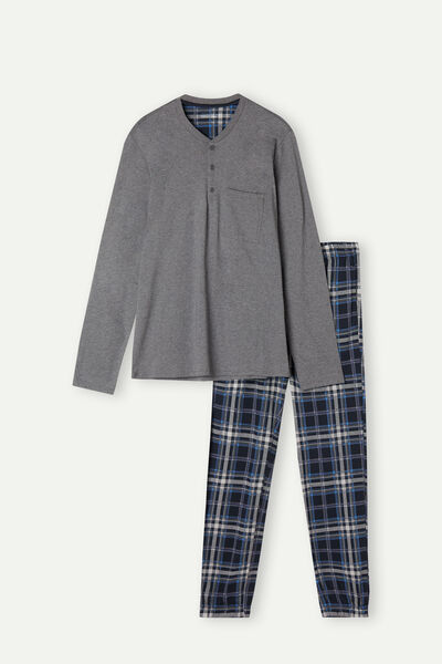 Langer Pyjama mit Schottenmuster aus Baumwolle