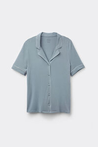 Short-Sleeved Button-Down Modal Top