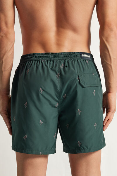 Costume Boxer Mare con Ricamo Fenicottero