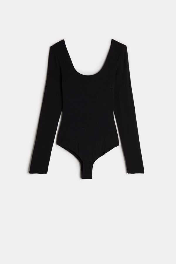 Long Sleeve Modal Bodysuit With Scoop Neck Intimissimi