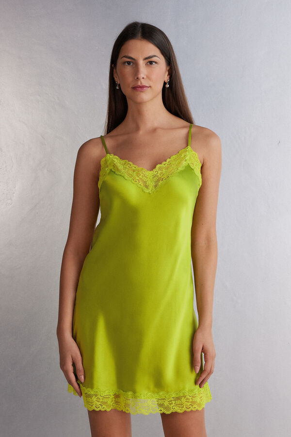 Silk Slip with Lace Insert Detail