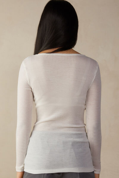 Wool and Silk Long-Sleeved Crew-Neck Max Top