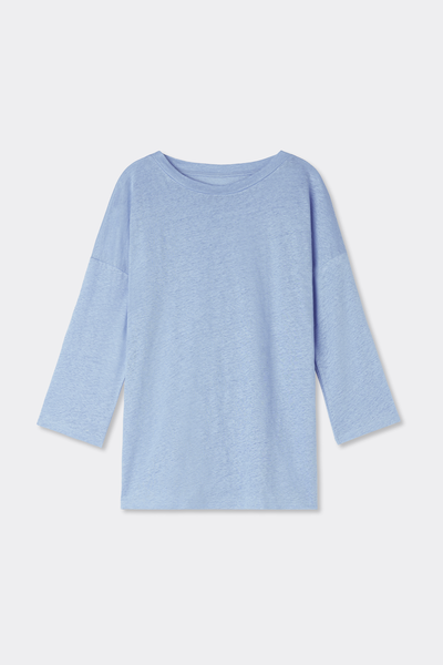 Shirt mit U-Boot-Ausschnitt aus Leinen