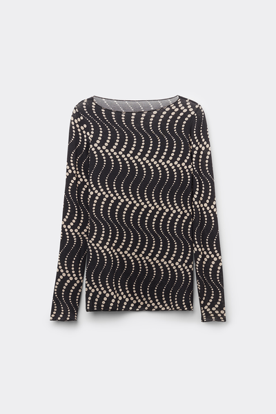 Langarmshirt aus Modal Ultralight mit Kaschmir und Print Cool Elegance