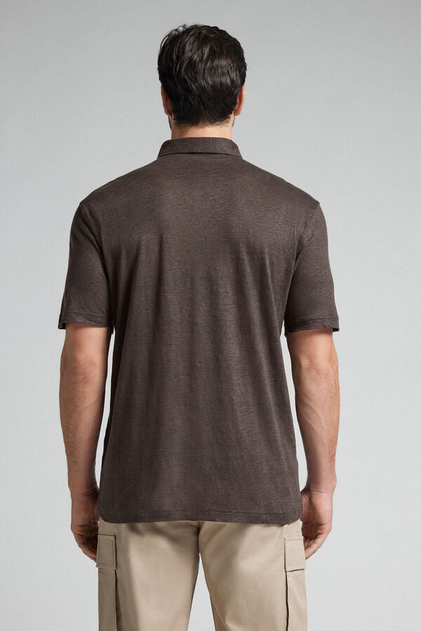 Pólo de Manga Curta em Linho
