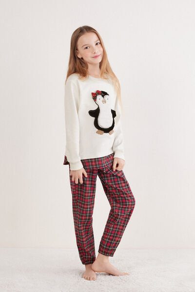 Pigiama Lungo Bambina in Cotone Penguin Girl