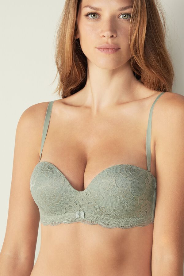 Soutien-gorge bandeau push-up sans armature en dentelle GIOIA
