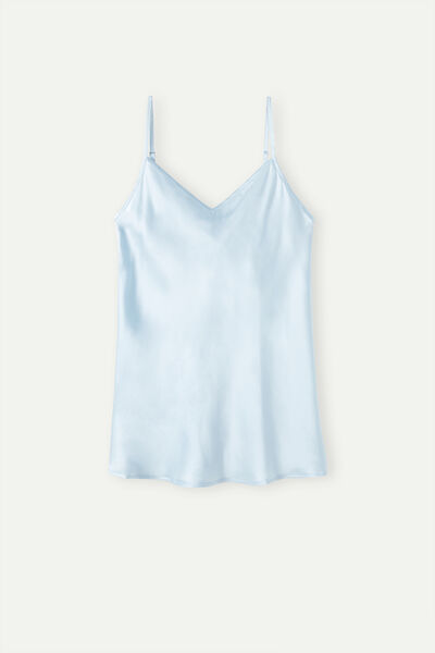 Silk Satin Top with V Neck