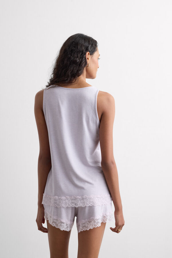 Kurzer Pyjama mit Tanktop aus Modal mit Spitze