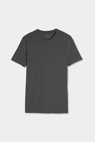 T-shirt em algodão superior elástico