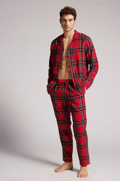 Set de pyjama long tartan en toile brossée