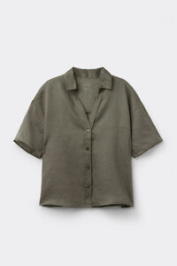 Short-Sleeved Linen Canvas Shirt