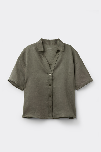 Camicia Manica Corta in Tela di Lino