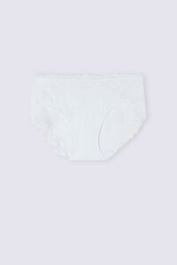 Semi-High Rise Cotton and Lace Panties