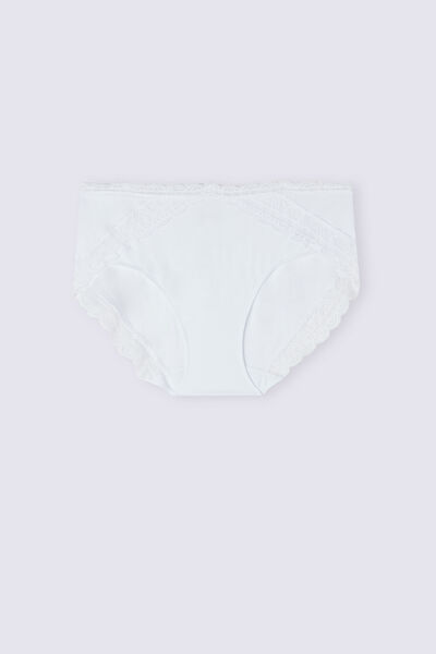 Semi-high Cotton and Lace Waistband Knickers