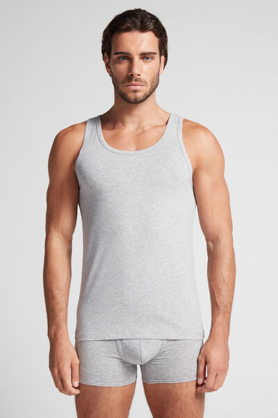 Round-Neck Vest Top in Stretch Superior Cotton