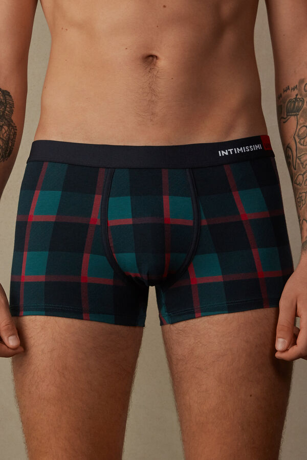 Green and Red Checked Stretch Supima® Cotton Boxers