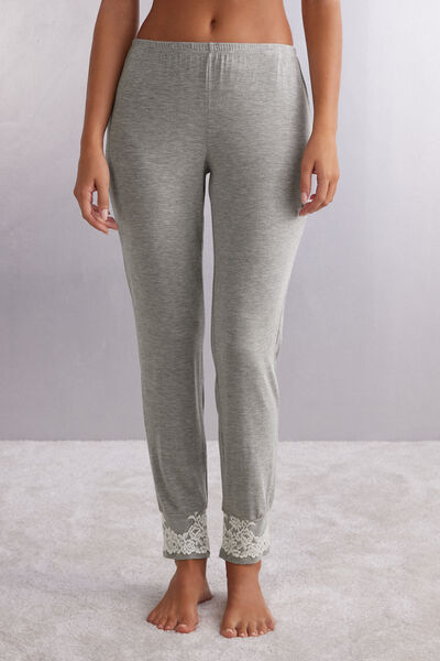 Lange Hose aus Modal mit Bündchen Pretty Flowers