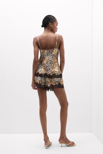 Simply Iconic Leopar Desenli Viskoz Saten &Uuml;st