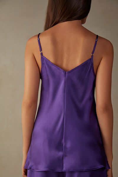 Silk Satin Top with V Neck