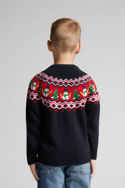 Camisola de Natal Criança com Estampado Bonecos de Neve