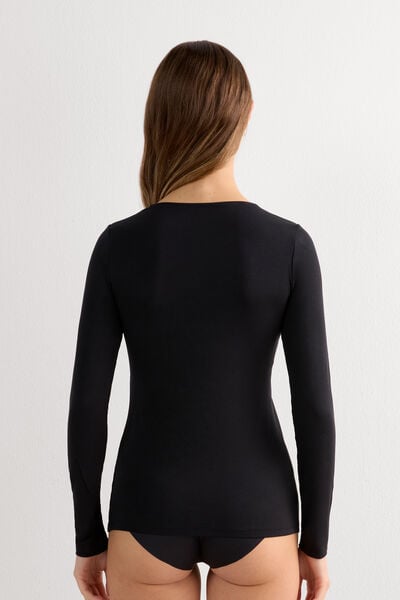 Long Sleeve Scoop Neck Top in Micro-modal