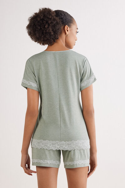 Pigiama Corto in Modal con Pizzo