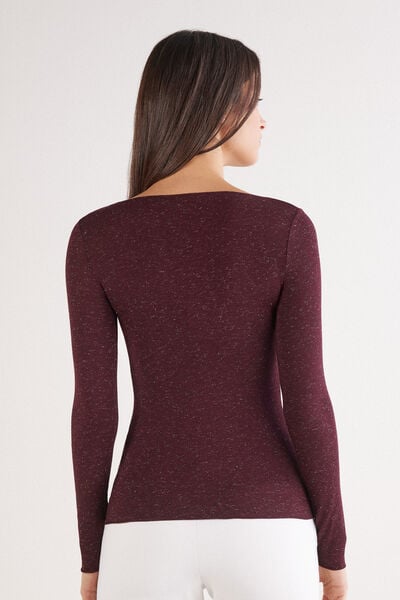 Light Modal with Lam&eacute; Cashmere Round-Neck Top