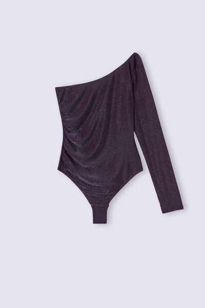 The Game of Seduction Lamé One-Shoulder Bodysuit