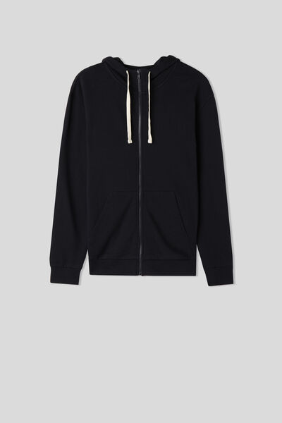 Sweatshirt em Algodão com Capuz e Fecho de Correr