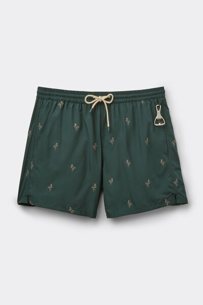 Costume Boxer Mare con Ricamo Fenicottero