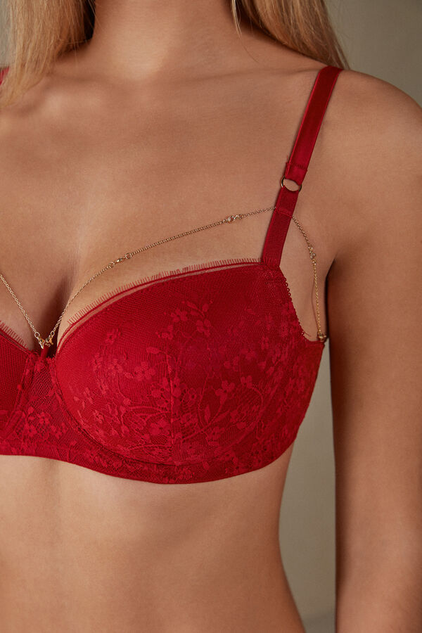 Soft balconette bra with luxurious red french lace Mediolano