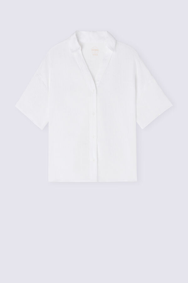 Short-Sleeved Linen Canvas Shirt
