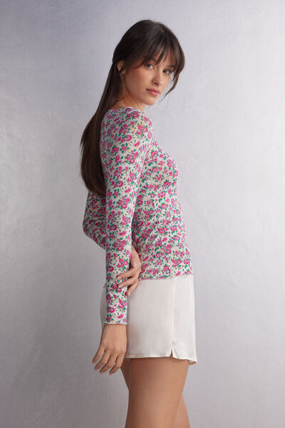 Life is a Flower Bateau Neck Top in Modal Ultralight with Cashmere