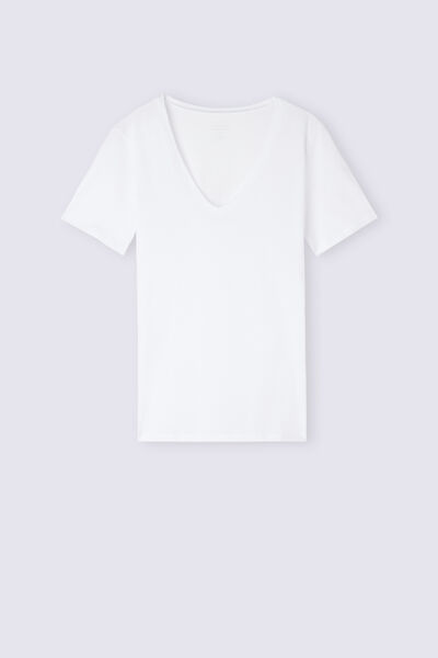 Maglia Manica Corta con Scollo a V in Cotone Ultrafresh