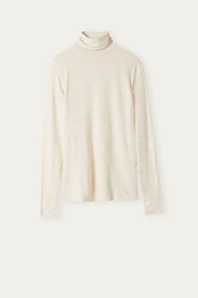 Turtleneck Top in Modal Light with Cashmere Lamé