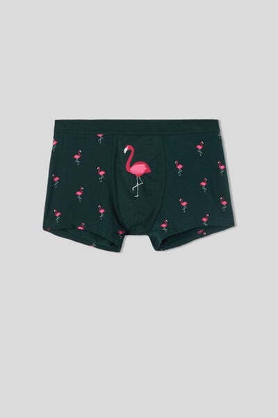 Natural Fresh Cotton Boxers with Flamingo Print
