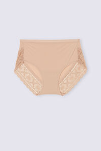 High Waist Panties in Ultralight Microfiber with Lace
