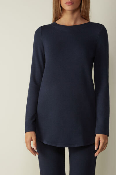 Long Sleeve Top in Plush Modal with Cashmere