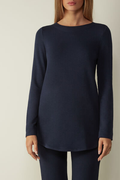 Long-Sleeved Modal Fleece with Cashmere Top